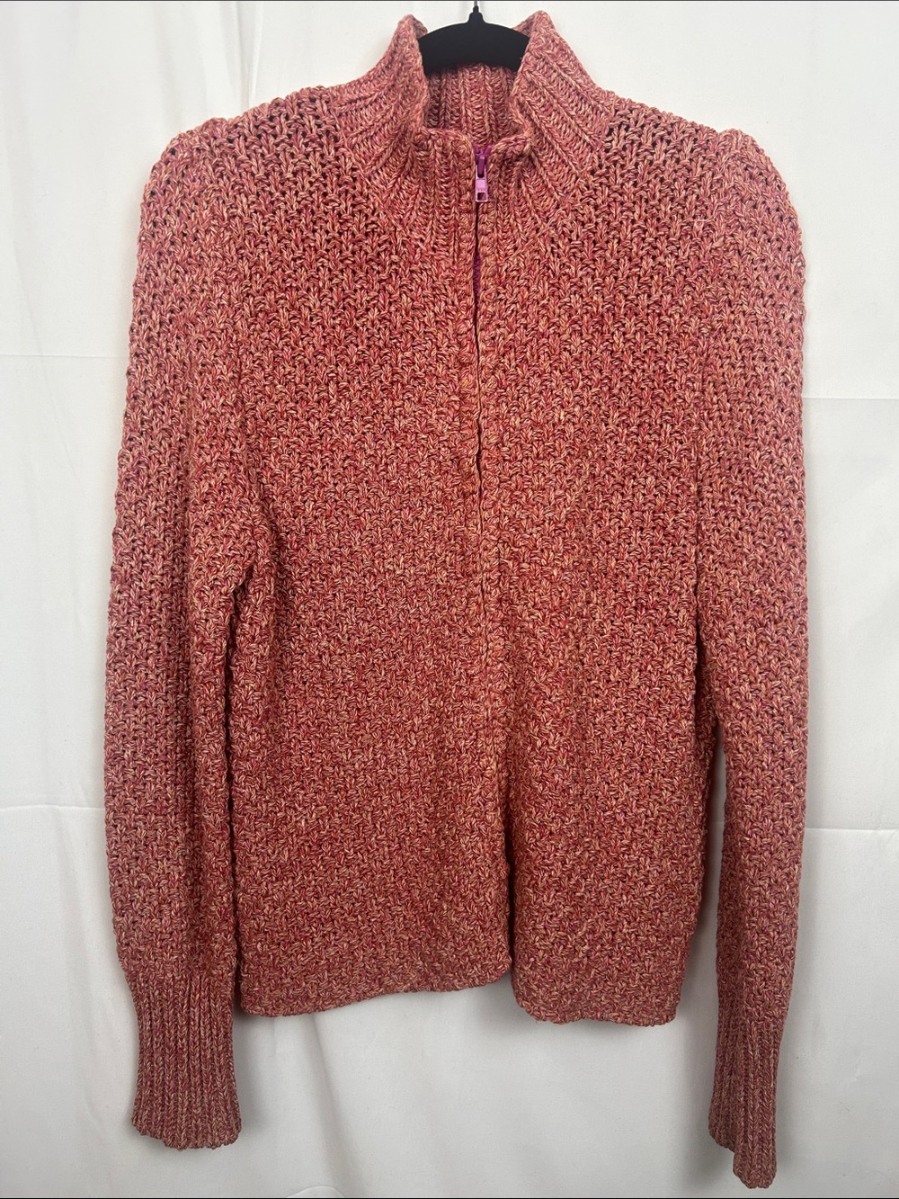 Sigrid Olsen Rose Melange Zip-Front Chunky Knit Cardigan